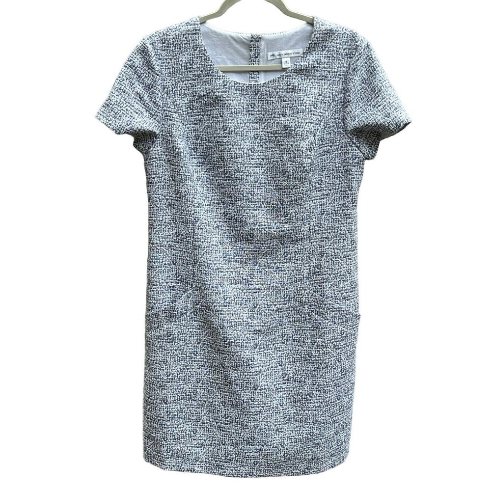 Southern Tide Performance Shift Dress Womens 8 Short Sleeve Pockets Blue White